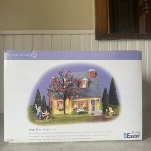 Dept 56 Snow Village Happy Easter House & Accessory Set EUC Box Lighted 55090